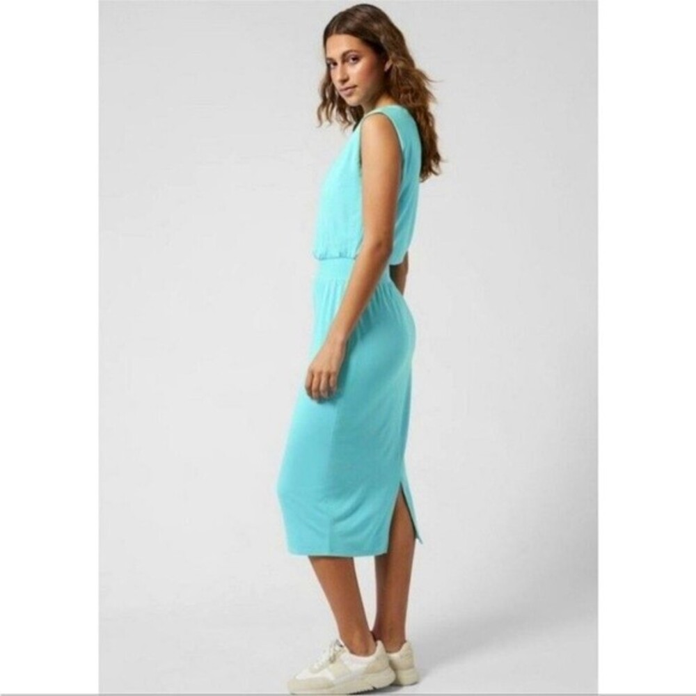 Athleta Santorini Cinch Dress in Gulf Green Turquoise Blue S